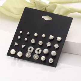 Arihant Limited Edition AAA AD Heart Round and Geometric Brilliant 12 Pair of Stud Earrings For Women/Girls PC-ERG-150