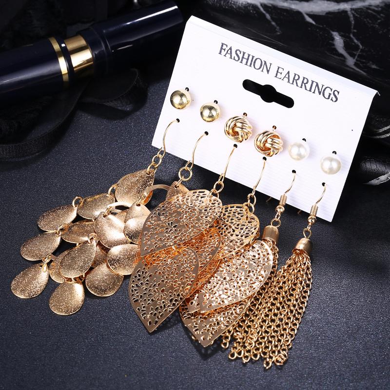 Arihant Combo of 6 Pair Gold Plated Earrings PC-ERG-153