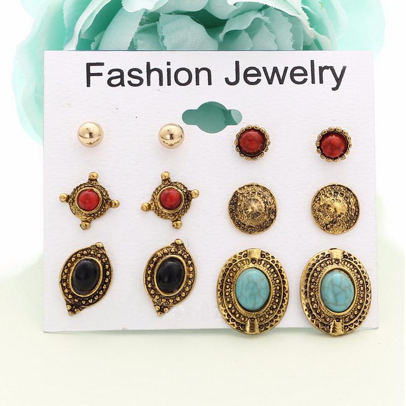 Arihant Combo of 6 Pair Gold Plated Earrings PC-ERG-157