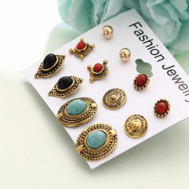 Arihant Combo of 6 Pair Gold Plated Earrings PC-ERG-157