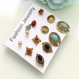 Arihant Combo of 6 Pair Gold Plated Earrings PC-ERG-157