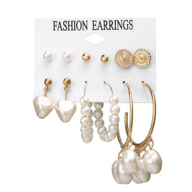 Arihant Delicate Pearl Multi Designs Brilliant 6 Pair of Earrings For Women/Girls ERG-178