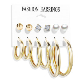 Arihant Gold Plated Set of 6 Studs & Hoop Earrings PC-ERG-180