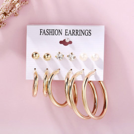 Arihant Gold Plated Set of 6 Studs & Hoop Earrings PC-ERG-180