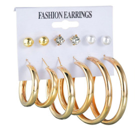 Arihant Gold Plated Set of 6 Studs & Hoop Earrings PC-ERG-180