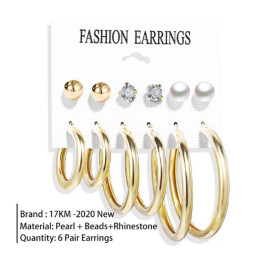 Arihant Gold Plated Set of 6 Studs & Hoop Earrings PC-ERG-180