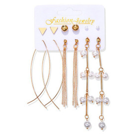 Arihant Exclusive Gold Plated Set of 6 Stud & Drop Earrings PC-ERG-190