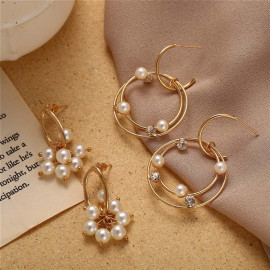 Arihant Stunning Pearl & AD Gold Plated 6 Pair of Earrings For Women/Girls PC-ERG-192