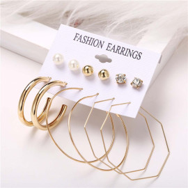 Arihant Swanky Pearl & AD Gold Plated 6 Pair of Earrings For Women/Girls PC-ERG-194