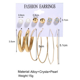 Arihant Swanky Pearl & AD Gold Plated 6 Pair of Earrings For Women/Girls PC-ERG-194