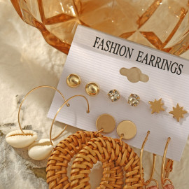 Arihant Exquisite AD Thread Design Gold Plated 6 Pair of Earrings For Women/Girls PC-ERG-199