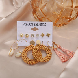 Arihant Exquisite AD Thread Design Gold Plated 6 Pair of Earrings For Women/Girls PC-ERG-199