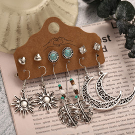 Arihant Tantalizing AD Oxidised German Silver Plated 6 Pair of Earrings For Women/Girls 8607