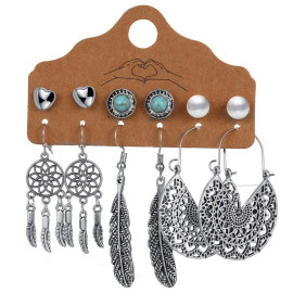 Arihant Contemporary Oxidised German Silver Plated 6 Pair of Earrings For Women/Girls 8609