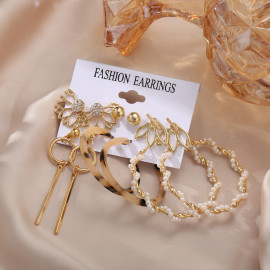 Arihant Mesmerizing Pearl Gold Plated 6 Pair of Earrings For Women/Girls 8612