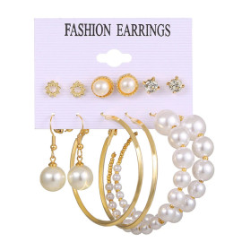 Arihant Jewellery For Women Gold Plated Gold Toned Pearl Earrings Combo Set