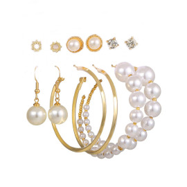 Arihant Jewellery For Women Gold Plated Gold Toned Pearl Earrings Combo Set