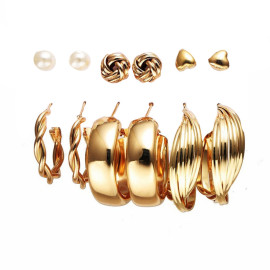 Arihant Jewellery For Women  Gold Plated Studs and Hoops Earrings Combo of 6 Pairs