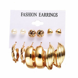 Arihant Jewellery For Women  Gold Plated Studs and Hoops Earrings Combo of 6 Pairs