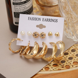 Arihant Jewellery For Women  Gold Plated Studs and Hoops Earrings Combo of 6 Pairs