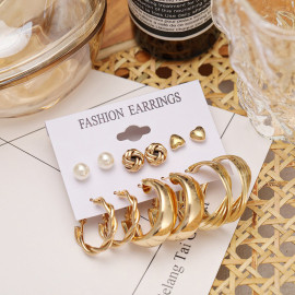 Arihant Jewellery For Women  Gold Plated Studs and Hoops Earrings Combo of 6 Pairs