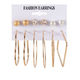 Arihant Jewellery For Women Gold Plated Studs and Hoops Earrings Combo of 6 Pairs