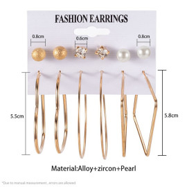 Arihant Jewellery For Women Gold Plated Studs and Hoops Earrings Combo of 6 Pairs