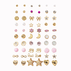 Arihant Jewellery For Women Gold Plated Gold-Pink Toned Studs Combo of 30 Fashionable Pairs