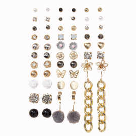 Arihant Jewellery For Women Gold Plated Gold-Black Toned Studs Combo of 30 Amazing Pairs