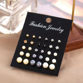 Arihant Gold Plated Multicolor Stud Earrings Set of 15