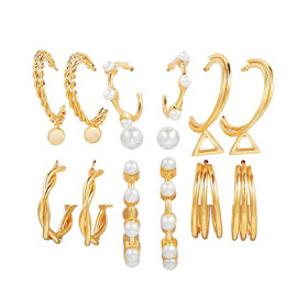 Arihant Gold Plated Gold-Toned Contemporary Hoop Earrings Set of 9