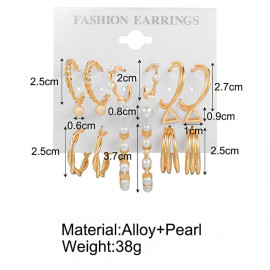 Arihant Gold Plated Gold-Toned Contemporary Hoop Earrings Set of 9