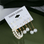 Arihant Gold Plated Gold-Toned White Studs, Hoops and Drop Earrings Set of 6