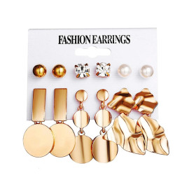 Arihant Gold Plated White Studs and Drop Earrings Set of 6