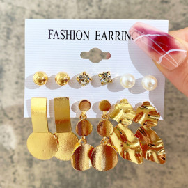 Arihant Gold Plated White Studs and Drop Earrings Set of 6