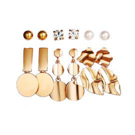 Arihant Gold Plated White Studs and Drop Earrings Set of 6