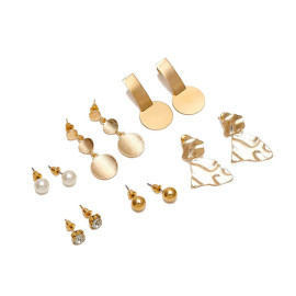 Arihant Gold Plated White Studs and Drop Earrings Set of 6