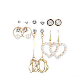 Arihant Gold Plated White Studs and Drop Earrings Set of 6