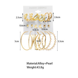 Arihant Gold Plated Contemporary Studs and Hoop Earrings Set of 9