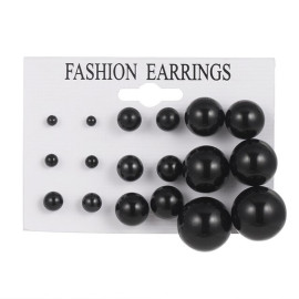 Arihant Black Silver Plated Stud Earrings Set of 9