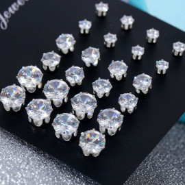 Arihant Silver Plated Set of 12 Stud Earrings Combo in 3 different Sizes For Women and Girls