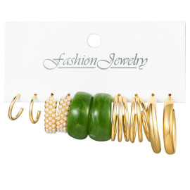 Arihant Gold Plated Set of 5 Quirky Hoop Earrings Set For Women and Girls