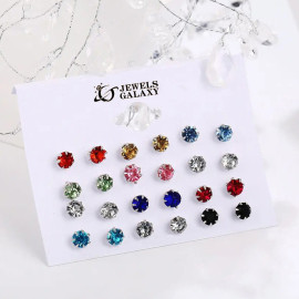 Arihant Jewellery For Women Silver Plated Multicolor Studs Combo of 24 Pair