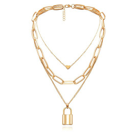 Arihant Stylish Lock Design Gold Plated Multi Layered Necklace Jewellery For Women