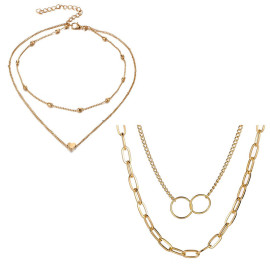 Arihant Jewellery For Women Gold-Plated Layered Necklace-Set Of 2