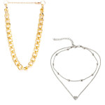 Arihant Jewellery For Women Gold and Silver-Plated Layered Necklace-Set Of 2