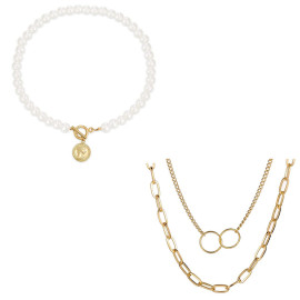 Arihant Jewellery For Women Gold-Plated Layered Necklace-Set Of 2