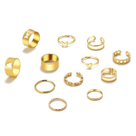 Arihant Women Set Of 12 Gold-Plated Adjustable Finger Ring
