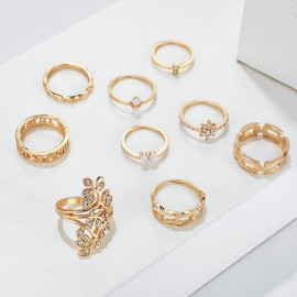 Arihant Gold Plated Contemporary Stackable Rings Set of 9