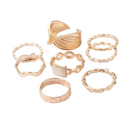 Arihant Gold Plated Contemporary Stackable Rings Set of 8